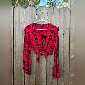 Wild Fable Tie Front Plaid Blouse